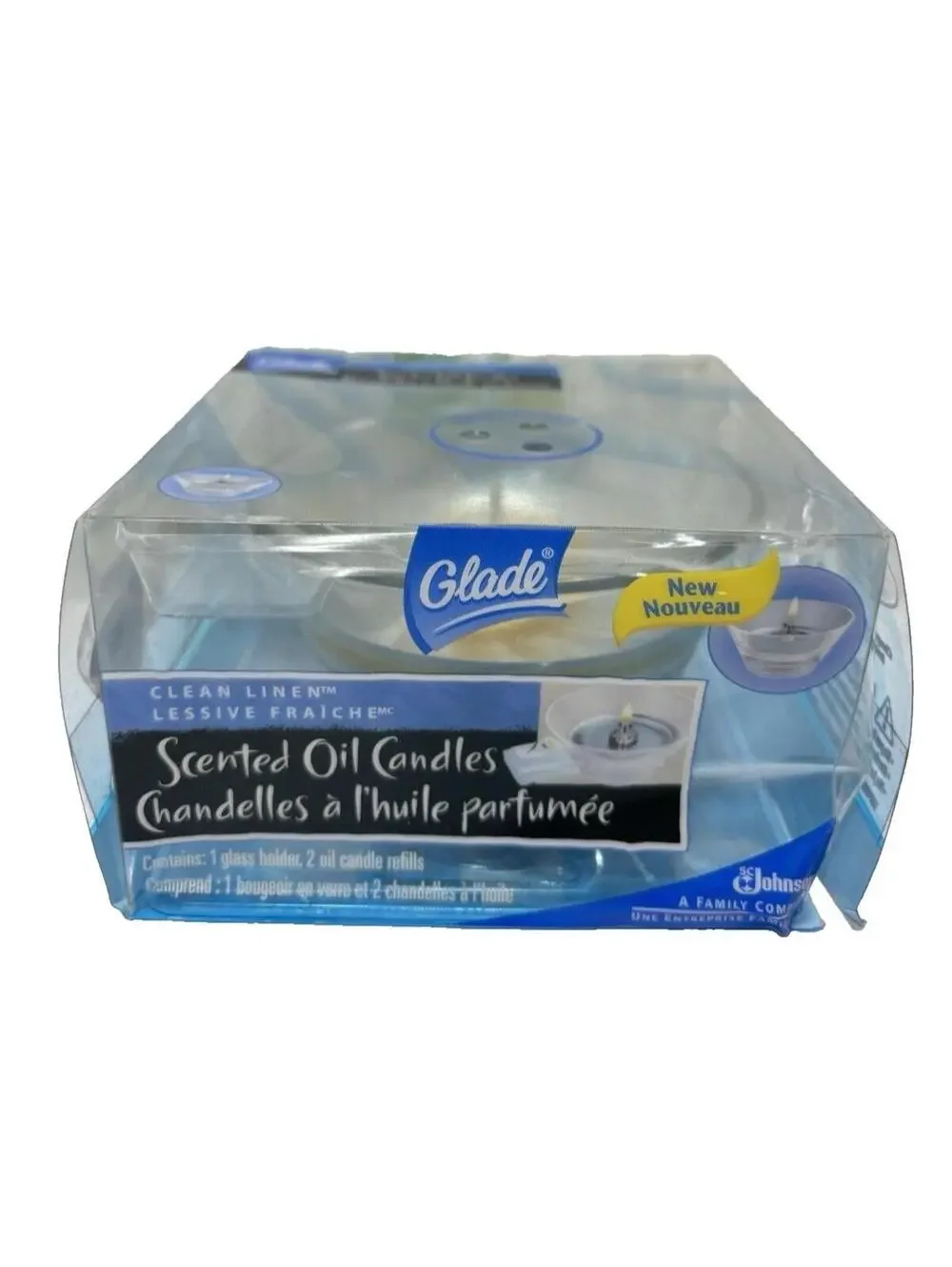 Glade Scented Oil Candle with 2 candles clean Linen New -Discontinued Hard Find!